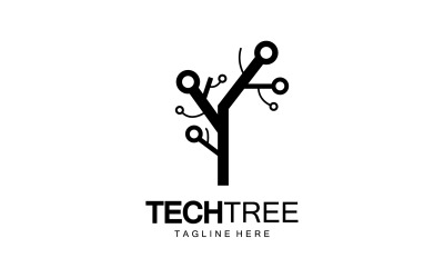 Logotipo de plantilla de árbol tecnológico vcetor v30