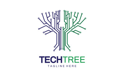 Logotipo de plantilla de árbol tecnológico vcetor v33