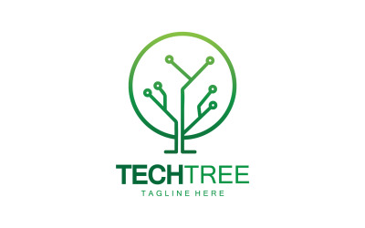 Logotipo de plantilla de árbol tecnológico vcetor v3