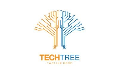 Logotipo de plantilla de árbol tecnológico vcetor v42