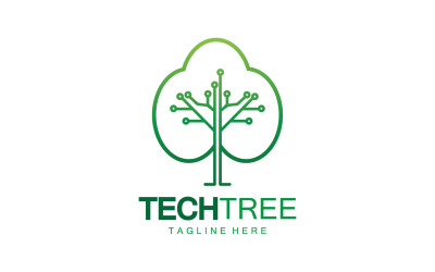 Logotipo de plantilla de árbol tecnológico vcetor v4
