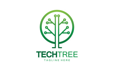 Logotipo de plantilla de árbol tecnológico vcetor v5