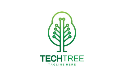 Logotipo de plantilla de árbol tecnológico vcetor v6