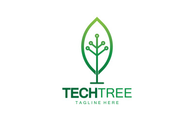 Logotipo de plantilla de árbol tecnológico vcetor v7