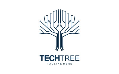 Logo de modèle d&amp;#39;arbre technologique vcetor v47