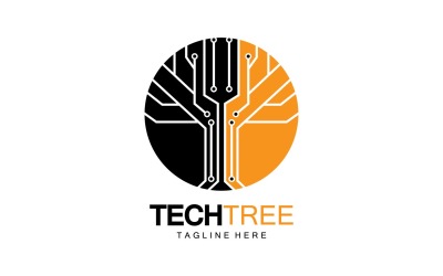 Logo de modèle d&amp;#39;arbre technologique vcetor v52