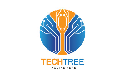 Logo del modello di albero tecnologico vcetor v50