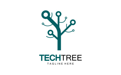 Logotipo de plantilla de árbol tecnológico vcetor v32