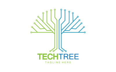 Logotipo de plantilla de árbol tecnológico vcetor v36