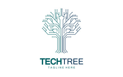 Logotipo de plantilla de árbol tecnológico vcetor v41
