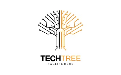 Logotipo de plantilla de árbol tecnológico vcetor v43