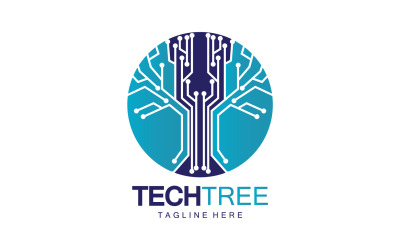 Logotipo de plantilla de árbol tecnológico vcetor v49