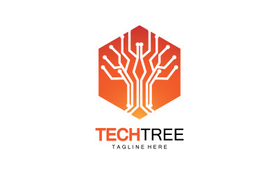 Logotipo de plantilla de árbol tecnológico vcetor v55