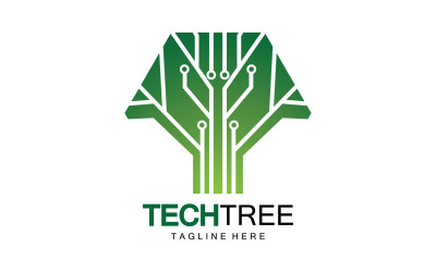 Logotipo de plantilla de árbol tecnológico vcetor v60