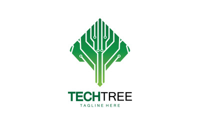 Logotipo de plantilla de árbol tecnológico vcetor v61
