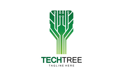 Logotipo de plantilla de árbol tecnológico vcetor v62