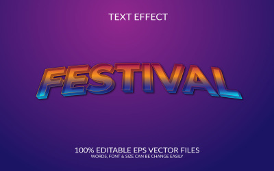 Festival 3d redigerbar vektor text effekt designmall