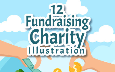 12 Fundraising-Wohltätigkeits- und Spendenillustration