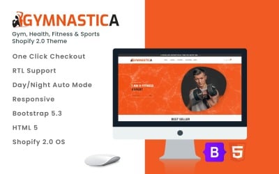 Gymnastica - Edzőterem, egészség, fitnesz és sport Shopify sablon