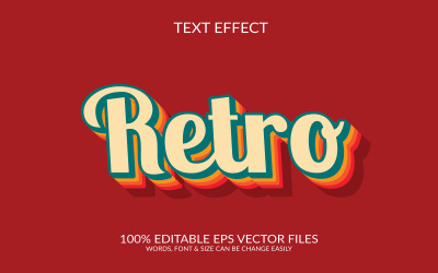 Retro fullt redigerbar vektor 3d texteffekt malldesign