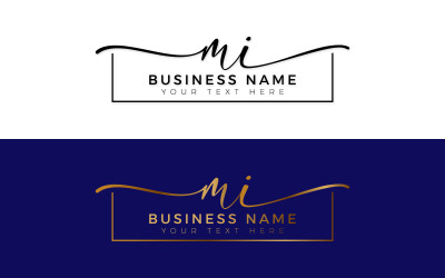 Calligraphy Studio Style MI Letter Logo Design, modello di logo di lusso