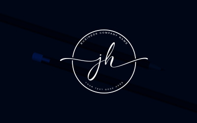 Création de logo de lettre JH de style studio de calligraphie, modèle de logo de luxe