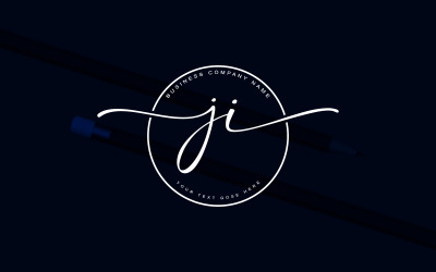 Diseño de logotipo de letra JI estilo estudio de caligrafía, plantilla de logotipo de lujo