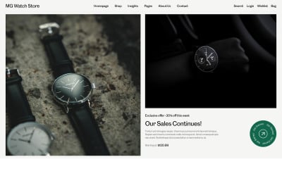 MG Watch Store: elegante plantilla de sitio web HTML de comercio electrónico para tienda de relojes