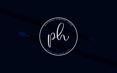 Projekt logo listu PH w stylu studio kaligrafii, luksusowy szablon logo