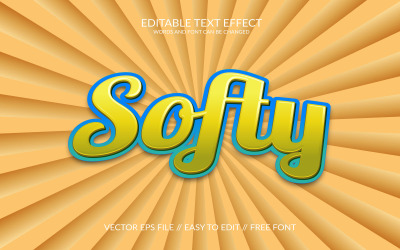 Softy w pełni edytowalna wektorowa ilustracja efektu tekstowego 3D