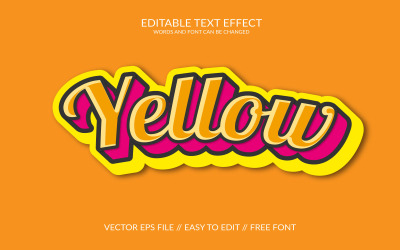 Żółta ilustracja projektu szablonu efektu tekstowego edytowalnego 3D