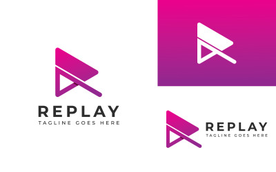 Буква R с дизайном логотипа кнопки Play