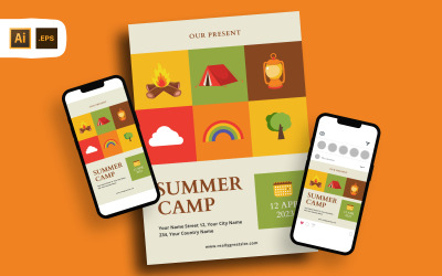 Illustrative Sommercamp-Flyer-Vorlage