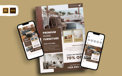 Minimalistische Flyer-Vorlage für Möbelwerbung