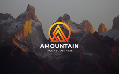 Modelo de logotipo de montanha e uma letra