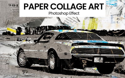 Modelo PSD de efeito de arte de colagem de papel