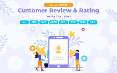 Отзывы и рейтинг клиентов - Иллюстрация концепции Flat