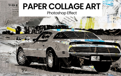 Plantilla PSD con efecto artístico de collage de papel