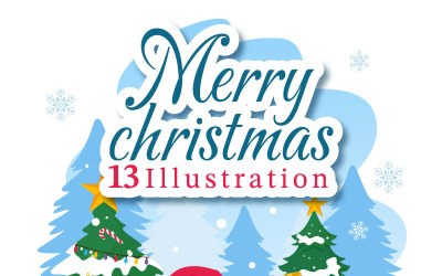 13 Veselé Vánoce Vektorové Ilustrace