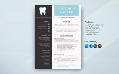 Diseño de plantilla de currículum dental en Canva