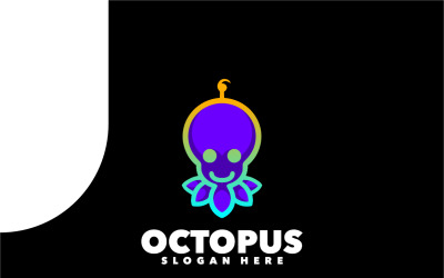 Diseño simple del logotipo degradado colorido del pulpo lindo