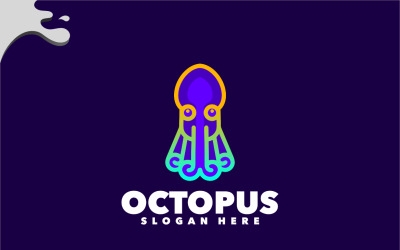 Jednoduchý design loga chobotnice s barevným přechodem