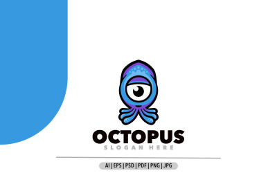Octopus eenvoudig mascotte cartoon logo ontwerp