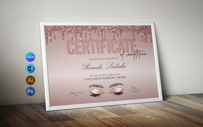Современный шаблон дизайна сертификата ландшафтного дизайна Photoshop, Canva и Word