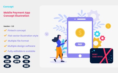Ilustrace konceptu mobilní platební aplikace