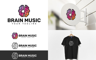 Logotipo de plantilla de música cerebral