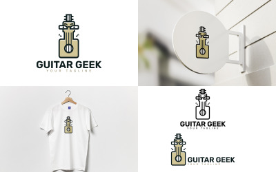 Modello di logo Geek della chitarra
