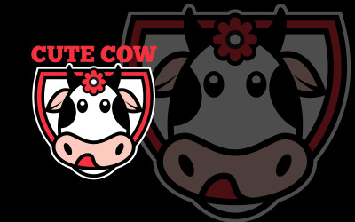 Modelo de design de logotipo de vaca fofa