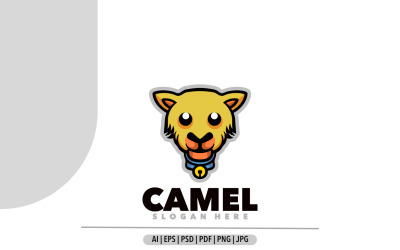 Design del logo della mascotte della testa di cammello