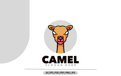 Diseño de logotipo simple de cabeza de mascota camello